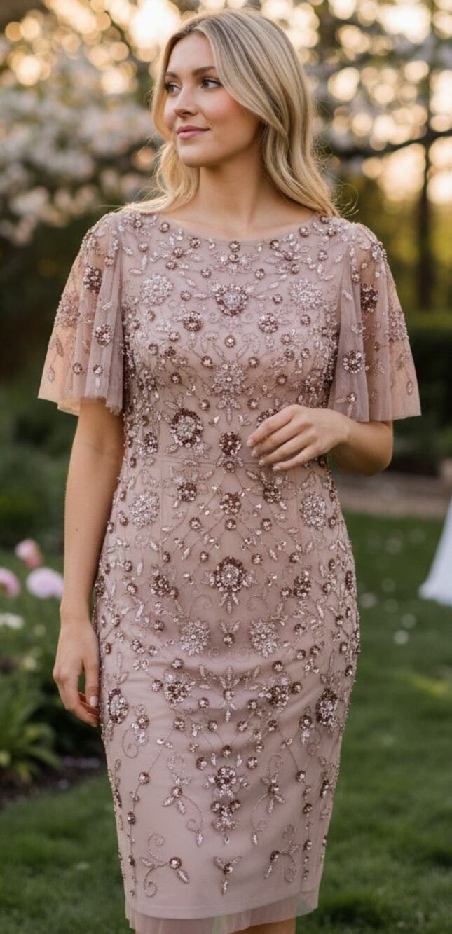 NWT ADRIANNA PAPELL DRESS BEADED 3D FLOWERS WEDDING GUEST SHORT COCKTAIL PARTY